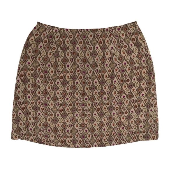 Vintage 90s Express Brown Floral Mid Rise Boho Granola Girl Mini Skirt / 7/8 - Picture 5 of 6